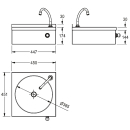 KWC Einzelwaschtisch, ANIMA, Edelstahl, 450x204x451 mm,...