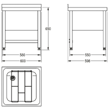 KWC Standausguss, SIRIUS, Edelstahl, 650x650x598 mm, Klapprost, Geschraubt