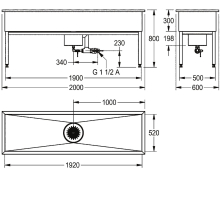 KWC Werkraumbecken, SIRIUS, Edelstahl, 2000x800x600 mm, U-bau, Schlammfang