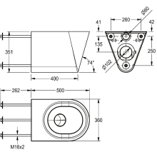 KWC T-WC, HEAVY DUTY, Edst, Hw.-mont, 360x350x500 mm, ohne Sitz