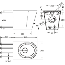 KWC T-WC, HEAVY DUTY, Edst, Hw.-mont, 360x400x500 mm, ohne Sitz, S. Bodenlang