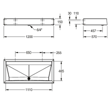 KWC Reihenwaschanlage, PRESTIGE, Edst, 1200x150x570 mm, 2 Waschplätze