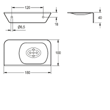 KWC Seifenablage, CHRONOS, Edelstahl, 180x40x100 mm, AP, Abflusslöcher