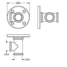 KWC Wandanschlussstück, für. Wandarm DN20, Grün, G3/4xG3/4
