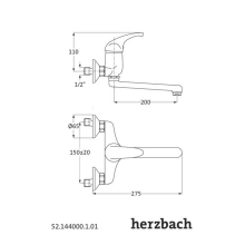 Herzbach LARGO Spültisch-Wandarmatur Chrom