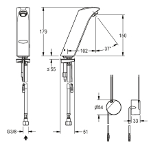 KWC Standventil, PROTRONIC-S, Elek, O. Mischung, Up-netzteil 230 VAC