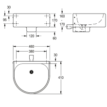 KWC Einzelwaschtisch, ANIMA, Edelstahl, 460x230x410 mm, ohne Hahnbank