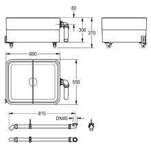KWC Schlammfangbecken, SIRIUS, MIRANIT, 660x370x550 mm, auf Rollen