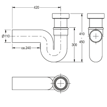 KWC Siphon, CAMPUS, Kunststoff, Abgang Waagerecht, DN100