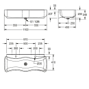 KWC Waschrinne, WASHINO, MIRANIT, 1100x207x450 mm, 2...