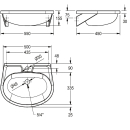 KWC Handwaschbecken, ANIMA, Edelstahl, 550x155x450 mm, m....
