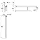 KWC Stützklappgriff, CONTINA, Edelstahl, 100x250x850 mm