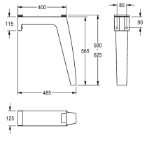 KWC Winkelfuß, FUTURA Exklusiv, MIRANIT, 125x565x485 mm