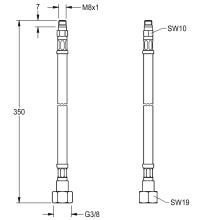 KWC Schlauch, G3/8xM8x1, 350mm, DN6, Gerade, 2000105506