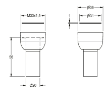 KWC Abgangsverschraubung, Kunststoff, für Wc-spüler DN15 AP, 2000105564
