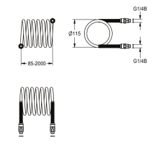 KWC Spiralschlauch, G1/4BxG1/4B, für Augendusche, 2000105844