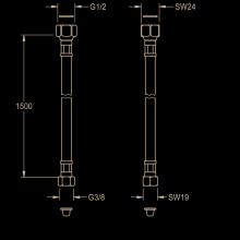 KWC Schlauch, G1/2xG3/8, 1500mm, DN8, Gerade, 2000105845