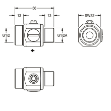 KWC Wassermengenregulierung, DN15, G1/2BxG1/2, Absperrbar, 2000106008