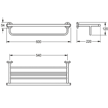 KWC Doppelhandtuchstange, MEDIUS, Edst, 600x122x220 mm, AP, Hochglanz, Regal