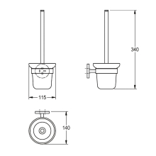 KWC Wc-bürstenhalter, FIRMUS, Edst, 115x340x140 mm, AP, Hochglanz, Bürste, Becher