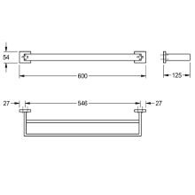 KWC Doppelhandtuchstange, CUBUS, Edst, 600x54x125 mm, AP, Hochglanz