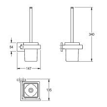 KWC Wc-bürstenhalter, CUBUS, Edelstahl, 147x340x135 mm, AP, Hochglanz, Bürste, Becher