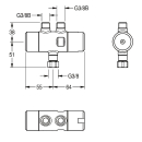 KWC Untertisch-thermostat, PURETHERM, DN10, Eckventilmontage