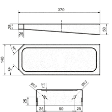 KWC Ablage, CONTINA, Edelstahl, 140x50x370 mm, Aufputz