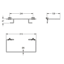 KWC Sackhalterung, RODAN, Edelstahl, 313x61x138 mm, Zum Anschrauben, Klappbar