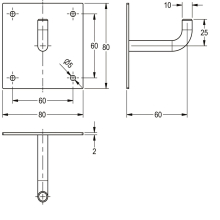 KWC Kleiderhaken, HEAVY DUTY, Edst, 80x80x65 mm, Befestigung Von Vorn