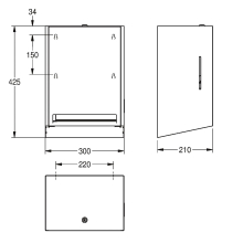 KWC Papierhandtuchspender, EXOS, Edelstahl, Aufputz, 300x423x210 mm