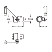 KWC Kugelhahn, Edelstahl, Hebel Links, 2030025020