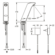KWC Standventil, PROTRONIC-S, Elek, O. Mischung, Steckernetzteil 230 VAC
