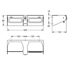 KWC Wc-doppelrollenhalter, RODAN, Edst, 335x98x132 mm, Aufputz