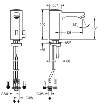 KWC Standbatterie, F5, Elek, Mischer, Niederdruck, Batterie