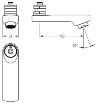 KWC Schwenkauslauf, 100 mm, Arretierbar, Laminarstrahlregler 6l, 2030032671