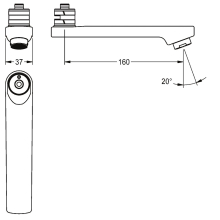 KWC Schwenkauslauf, 160 mm, Arretierbar, Laminarstrahlregler 6l, 2030032815