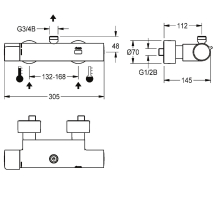 KWC Wandbatterie, F5, Elek, Thermostat, für Bogen/duschrohr, Batterie