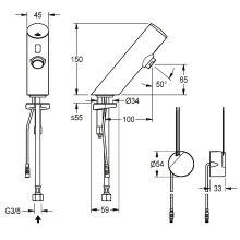 KWC Standventil, F3, Elek, O. Mischung, 6l, Up-netzteil 230 VAC