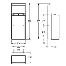 KWC Abfallbehälter, EXOS, Edelstahl, UP, 304x790x251 mm, Front ESG Schwarz, 30l