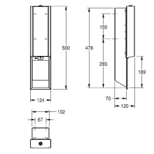 KWC Seifenspender, EXOS, Elek, Edelstahl, Unterputz, 124x500x120 mm