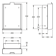 KWC Hygieneabfallbehälter, EXOS, Edst, 284x332x125 mm, UP, Front ESG Weiß, 3, 7l