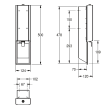 KWC Seifenspender, EXOS, Edelstahl, UP, 124x500x120 mm, Front ESG Weiß