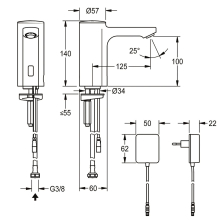 KWC Standventil, F5, Elek, O. Mischung, 5l, Steckernetzteil 230 VAC
