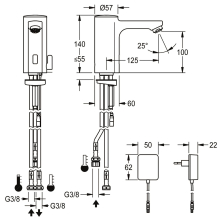 KWC Standbatterie, F5, Elek, Mischer, Niederdruck, Steckernetzteil 230 VAC