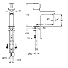 KWC Standbatterie, F5, Hydr, Mischer, 5l, Rohre