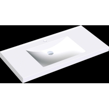 KWC Einzelwaschtisch, QUADRO, MIRANIT, 1000x125x530 mm, Mulde Re-eckig