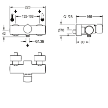 KWC Wandbatterie, F5, Hydr, Mischer, Aufputz, für Handbrause