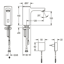 KWC Standventil, F5, Elek, O. Mischung, 3l, Steckernetzteil 230 VAC