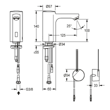 KWC Standventil, F5, Elek, O. Mischung, 3l, Up-netzteil 230 VAC